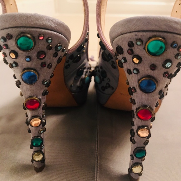 Brian Atwood Heels with Multicoloured Jewels - Picture 6 of 8